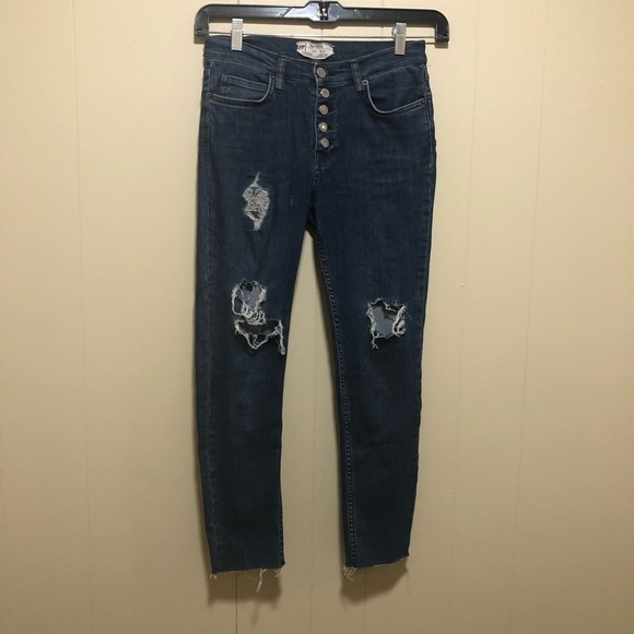 Free People button fly knee hole Jeans 28 - Picture 5 of 11